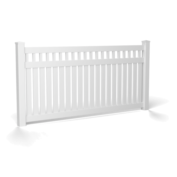 Hampton Picket 1200 mm panel, white, flat external post cap — two posts with the panel between them