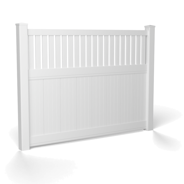 Hampton Semi-Privacy 1800 mm panel, white, flat external post cap — two posts with the panel between them